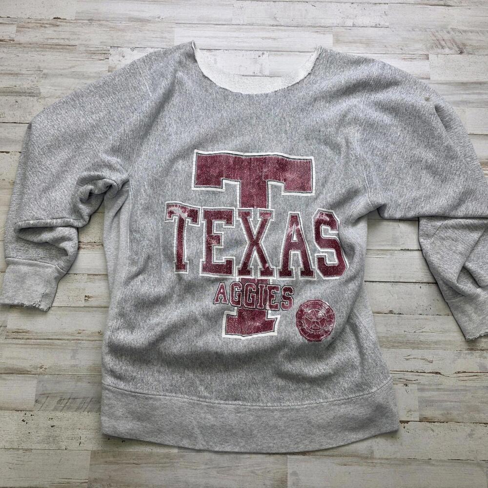 Vintage 90s University of Texas A&M Aggies Gray Crewneck (altered) Sweatshirt M